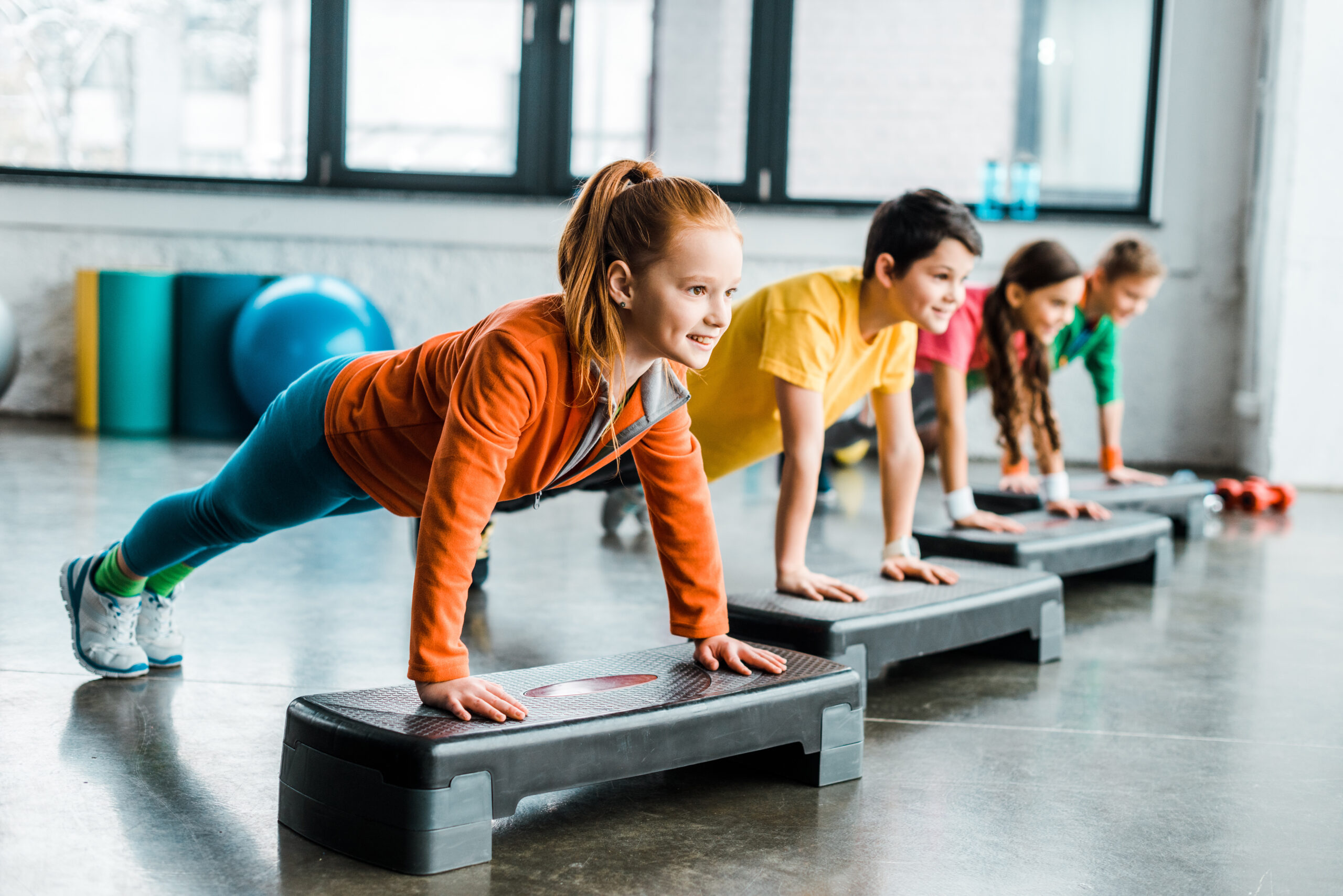 Children Doing Plank Exercise With Step Platforms Lakeshore Sport 