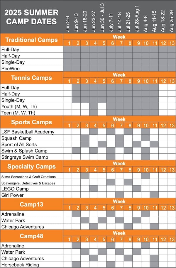 Camp Lakeshore - Lincoln Park Summer Camp - Summer 2025 Dates (021325)